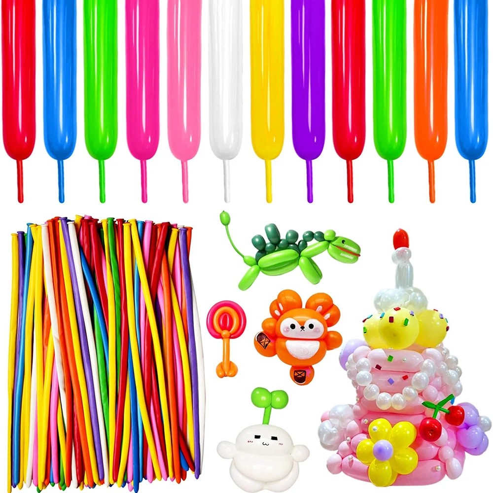 Long Strip Latex Balloon 100 PCS Red Green Yellow Blue Pink Mixed DIY Birthday Party Wedding Ballons Baby Shower Decoration