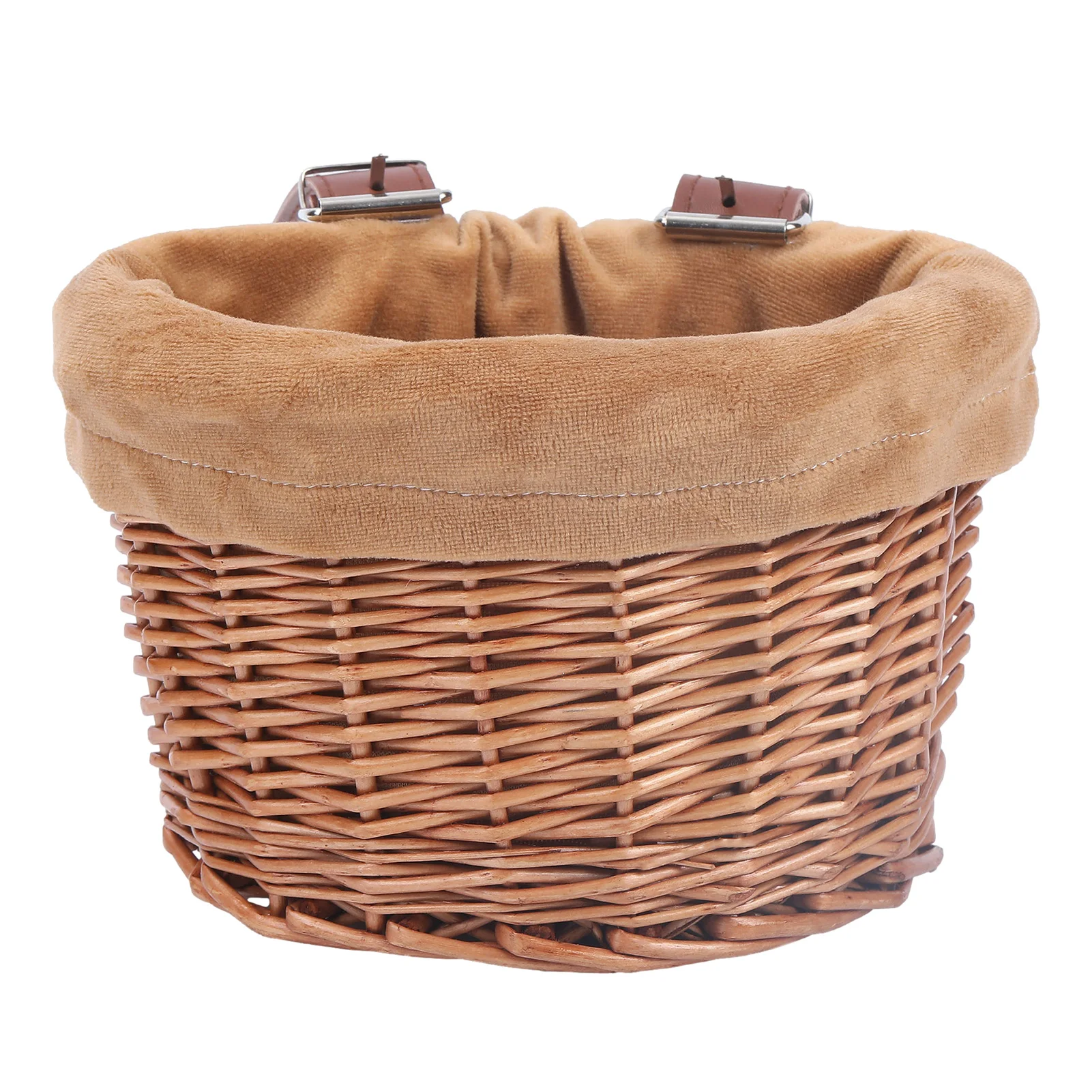 Kids Bike Basket Bicycle Wicker D-shaped Baskets Child Scooter Front Storage Basket With 2 Leather Strap For Cycling Accessories