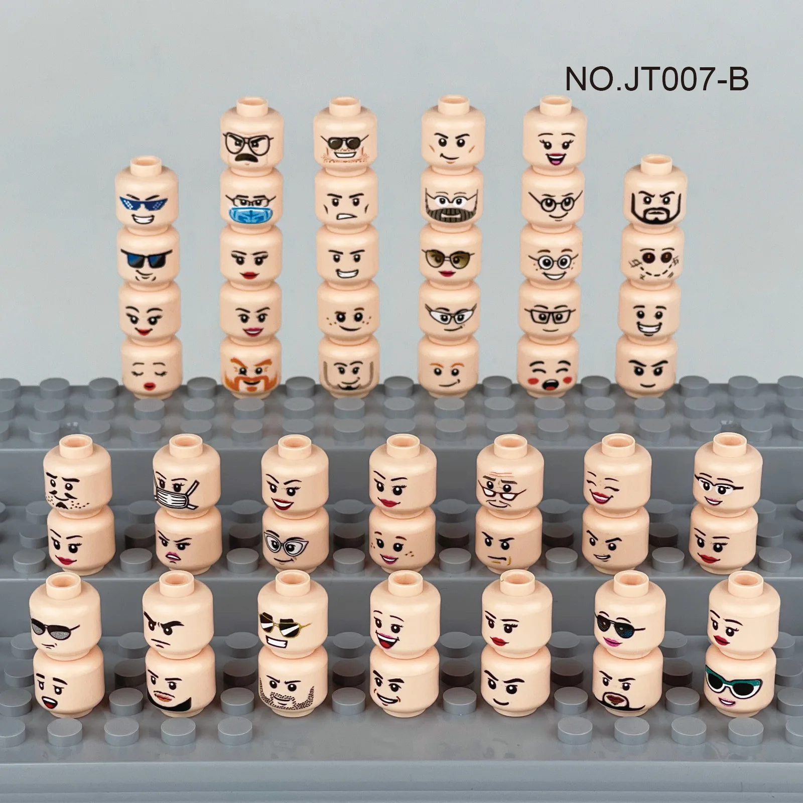 Hot 56pcs/lot Mini Figure Creative Head Faces Laugh Cry Cute Facial Expression Bricks Building Blocks Model Kids Toys Gifts