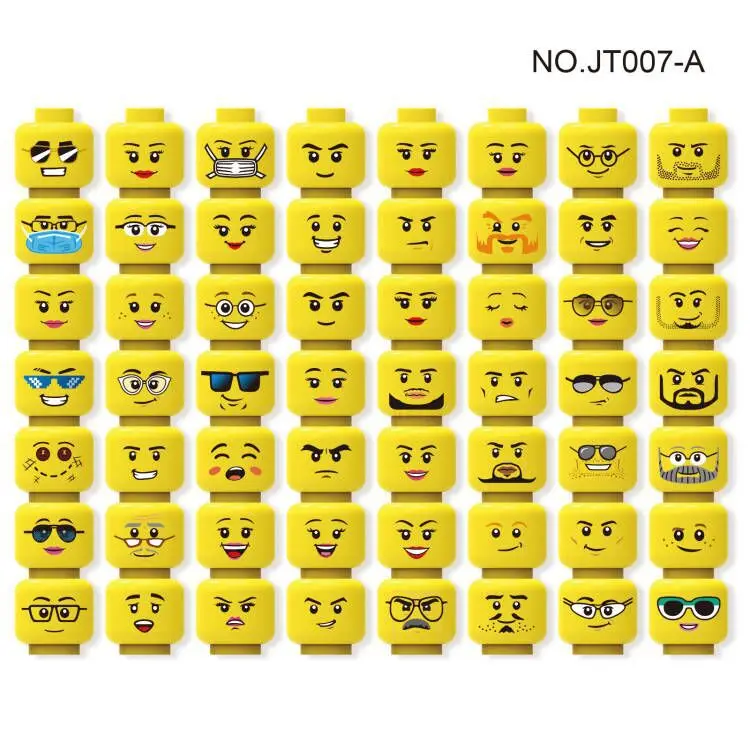 Hot 56pcs/lot Mini Figure Creative Head Faces Laugh Cry Cute Facial Expression Bricks Building Blocks Model Kids Toys Gifts