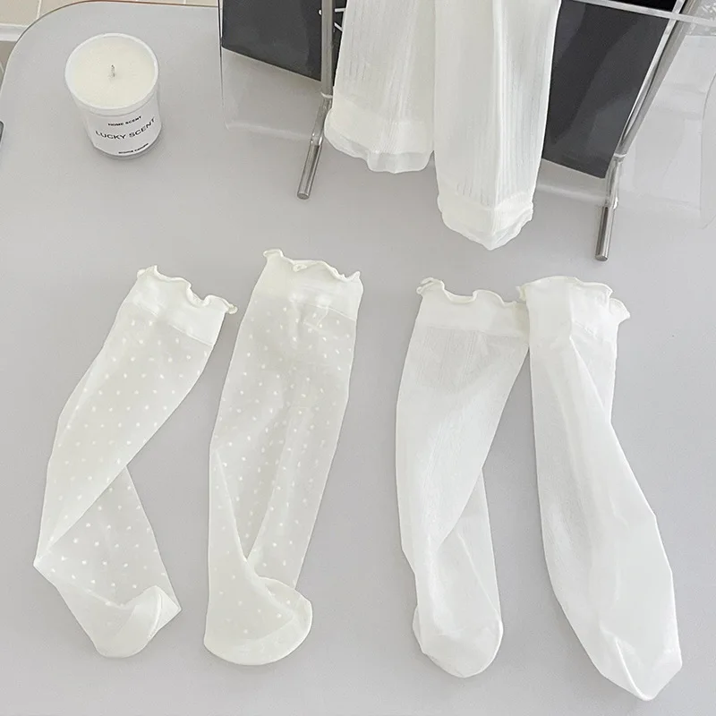 1/3pairs Women Summer Socks Mesh Lace Sexy Ultra-thin Transparent Soft Short Sock Stretch Ankle Lolita Sox Harajuku Retro Sock