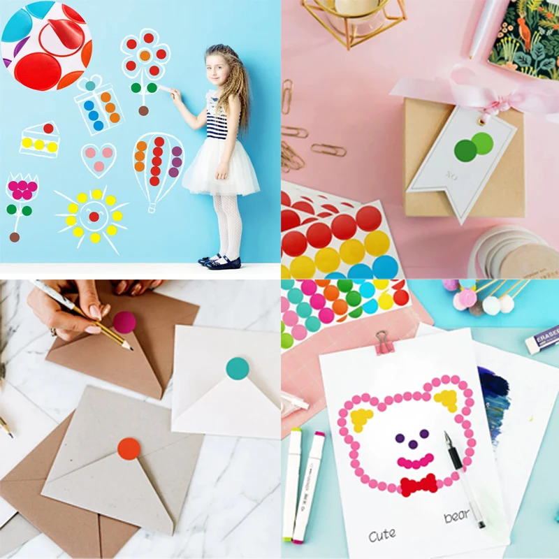 6mm 8mm 10mm 19mm 20mm 40mm Colored Dot Stickers Polka Circle Office Classroom Party Decoration Toys Diary Decoration Sticker