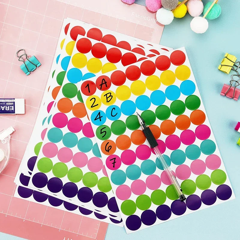 6mm 8mm 10mm 19mm 20mm 40mm Colored Dot Stickers Polka Circle Office Classroom Party Decoration Toys Diary Decoration Sticker