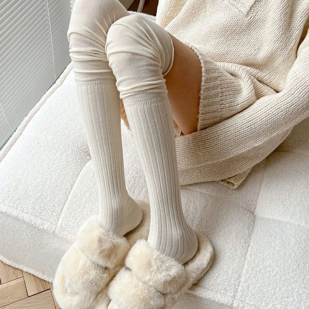 Black White Stockings Women Girls Thigh High Long Socks JK Japanese Leggings Summer Thin Loose Costumes Sweet Ballet Hosiery