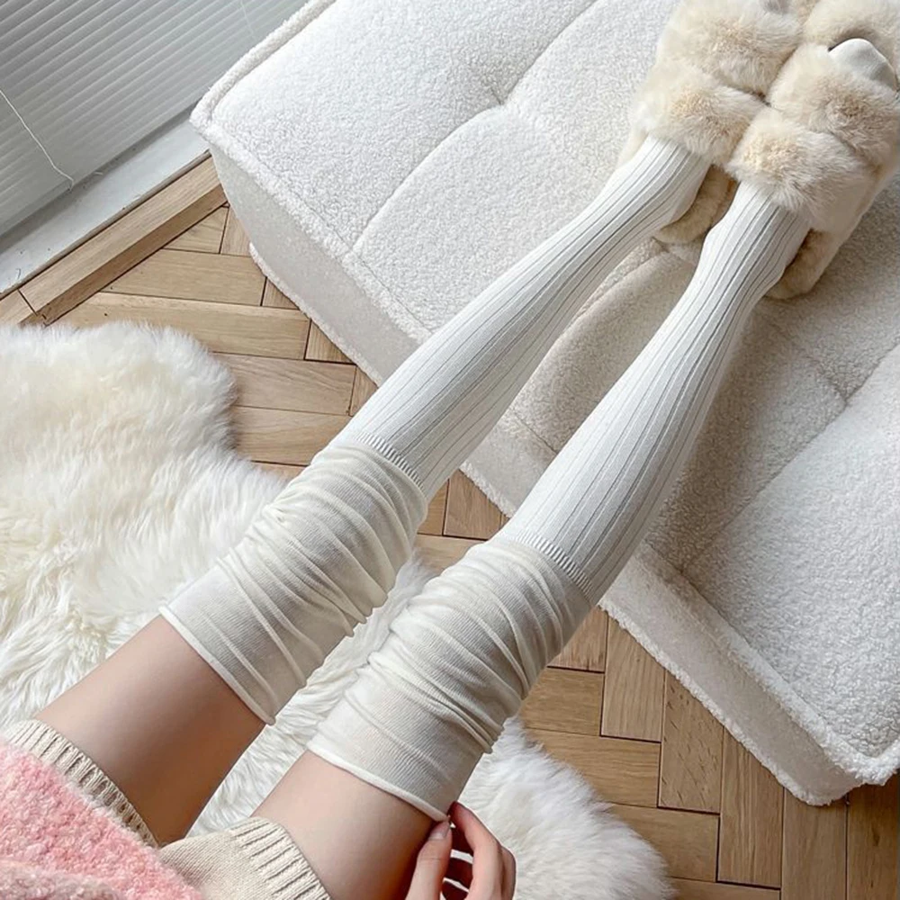 Black White Stockings Women Girls Thigh High Long Socks JK Japanese Leggings Summer Thin Loose Costumes Sweet Ballet Hosiery