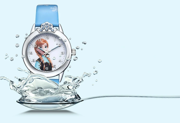 Elsa Watch Girls Elsa Princess Kids Watches Leather Strap Cute Children's Cartoon Wristwatches Gifts for Kids Girl Frozen Clock