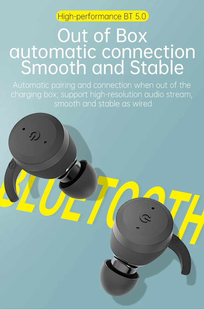 20 Hours Play Time Swimming Waterproof Bluetooth Earphone Dual Wear Style Sport Wireless Headset TWS IPX7 Earbuds Stereo