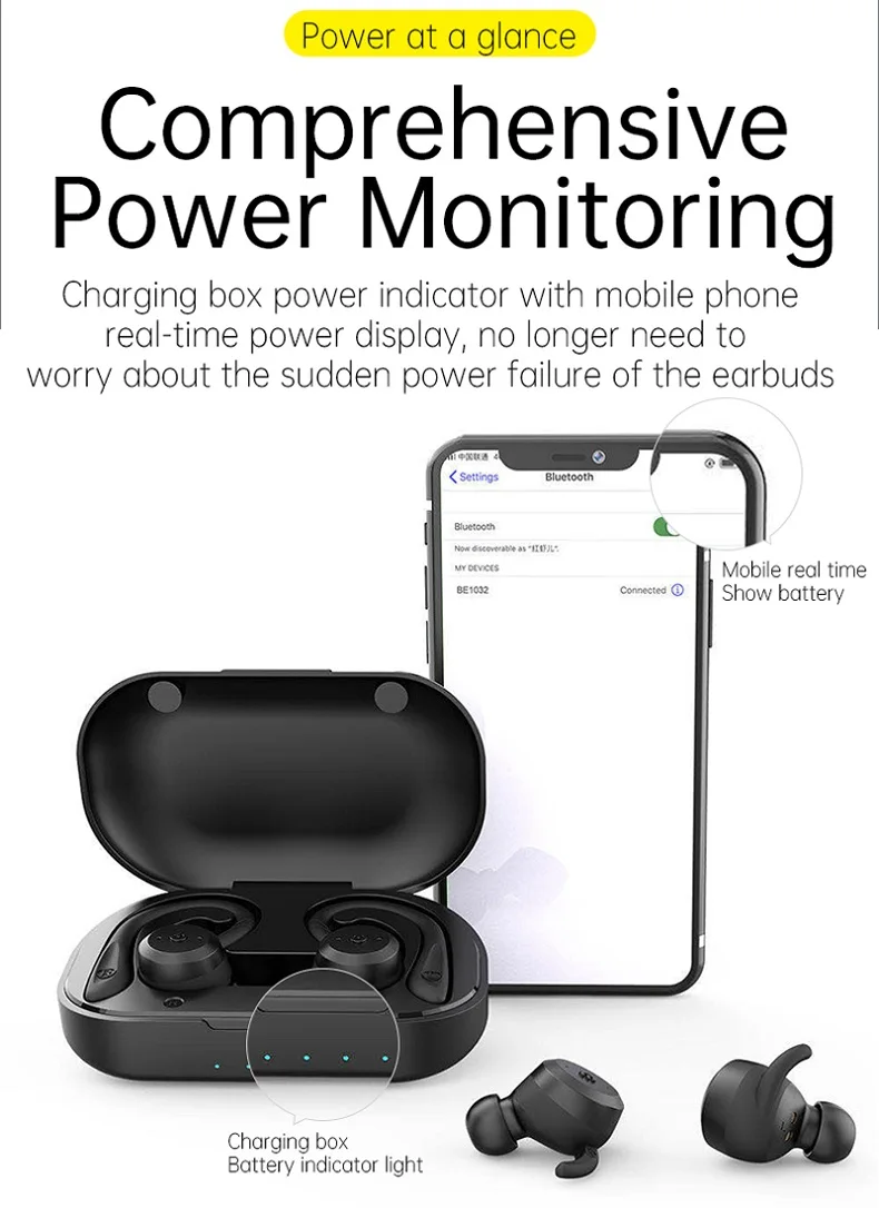 20 Hours Play Time Swimming Waterproof Bluetooth Earphone Dual Wear Style Sport Wireless Headset TWS IPX7 Earbuds Stereo