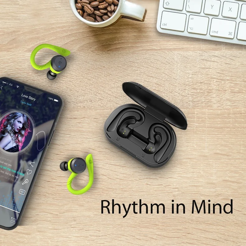 20 Hours Play Time Swimming Waterproof Bluetooth Earphone Dual Wear Style Sport Wireless Headset TWS IPX7 Earbuds Stereo