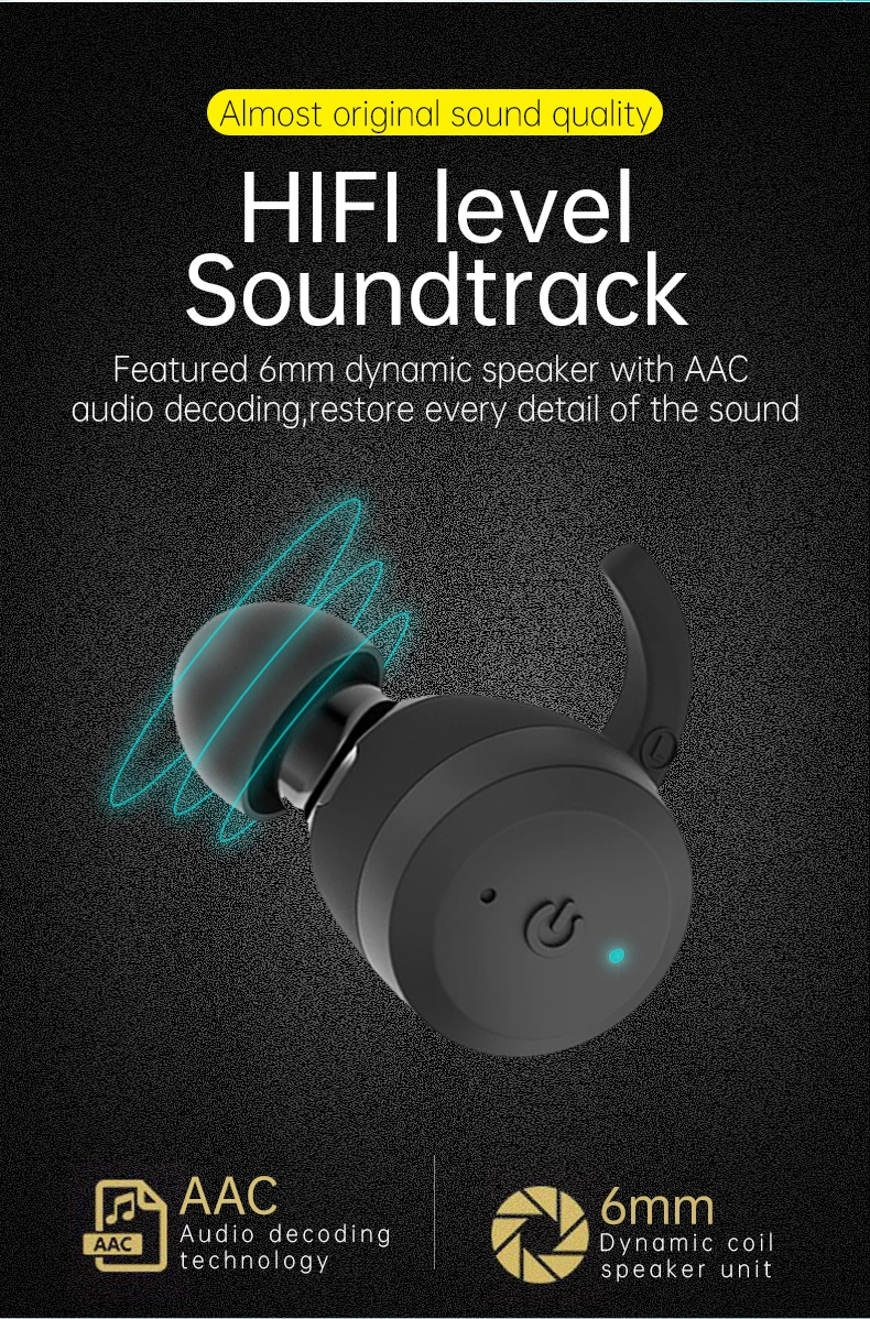 20 Hours Play Time Swimming Waterproof Bluetooth Earphone Dual Wear Style Sport Wireless Headset TWS IPX7 Earbuds Stereo