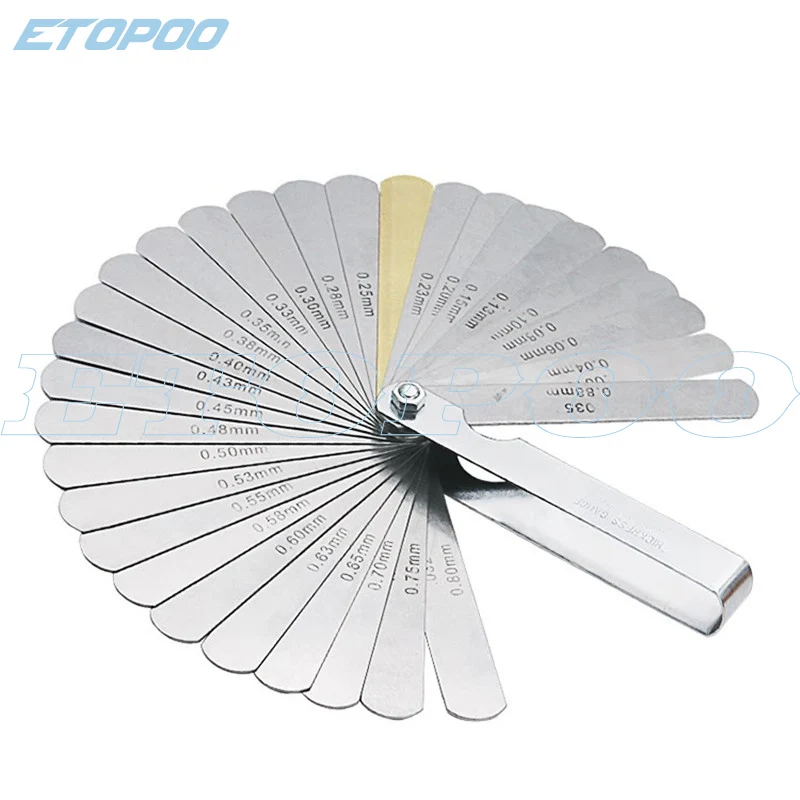 0.04-0.88mm 32 Blades Feeler Gauge Metric Gap Filler Thickness Gage Measurment Tool 1-15mm Plug Feeler