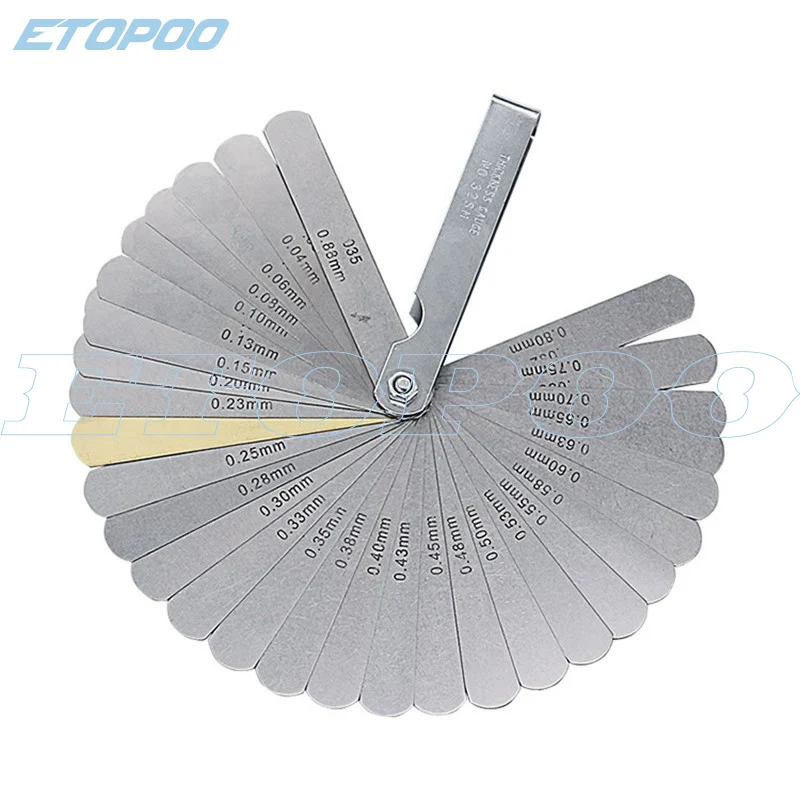 0.04-0.88mm 32 Blades Feeler Gauge Metric Gap Filler Thickness Gage Measurment Tool 1-15mm Plug Feeler