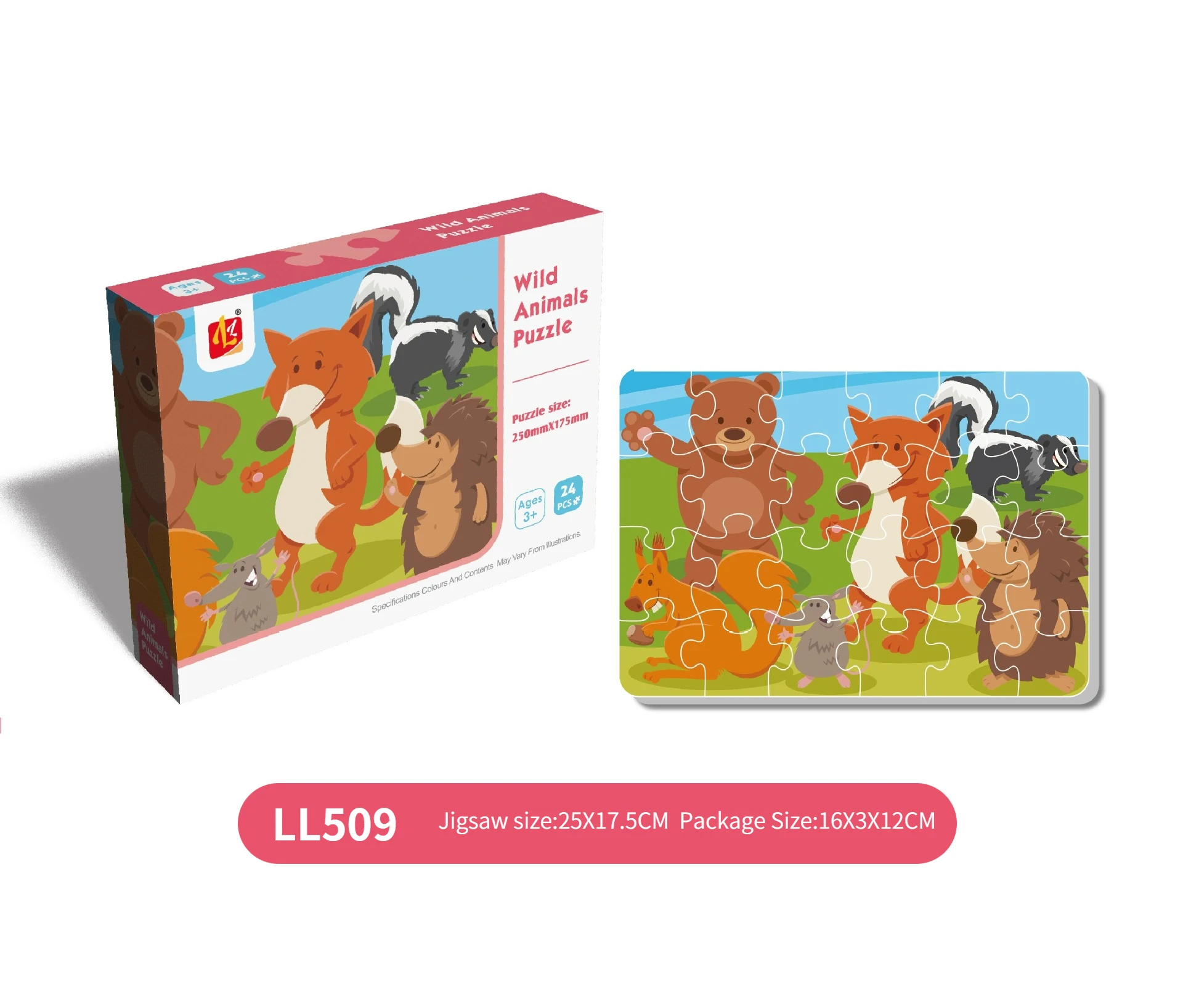 24PCS Kids Puzzle Cute Animal Undersea Cartoon Low Difficulty Drawing Small Challenge Educational Toys Gifts Kindergarten Toys