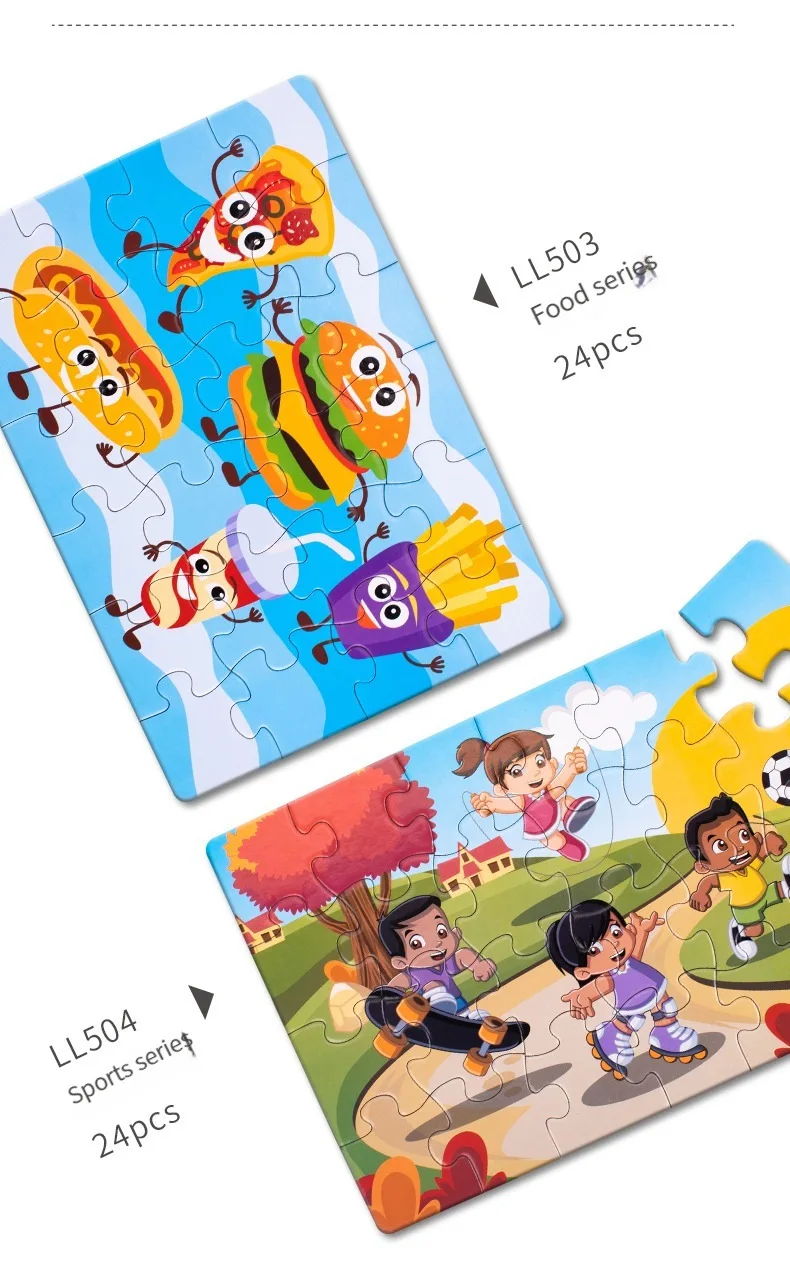 24PCS Kids Puzzle Cute Animal Undersea Cartoon Low Difficulty Drawing Small Challenge Educational Toys Gifts Kindergarten Toys