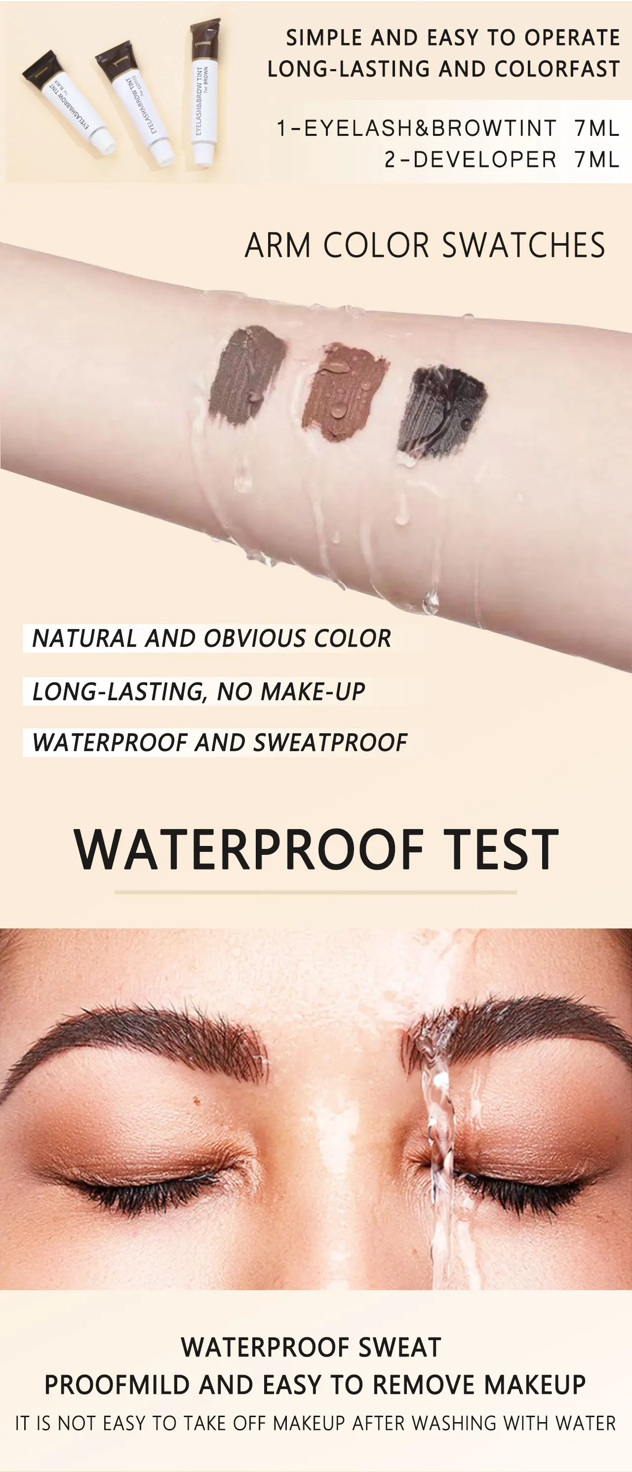 ICONSIGN Eyelashes and Eyebrow Tint Dye Eyebrow Dye Waterproof Long-lasting Eyebrow Brow Kit Semi Permanent Eyebrow Black Brown