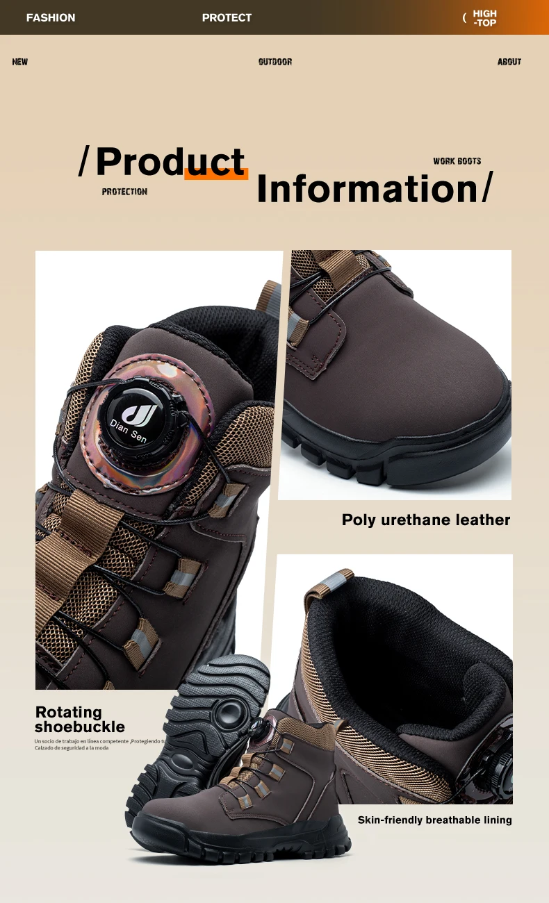 Waterproof Safety Boots Men Indestructible Steel Toe Work Boots Anti-smash Stab-resistant Safety Shoes Biker Botas Para Hombre