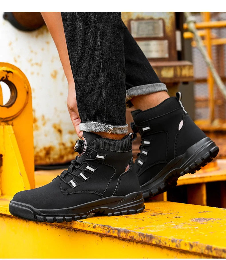 Waterproof Safety Boots Men Indestructible Steel Toe Work Boots Anti-smash Stab-resistant Safety Shoes Biker Botas Para Hombre
