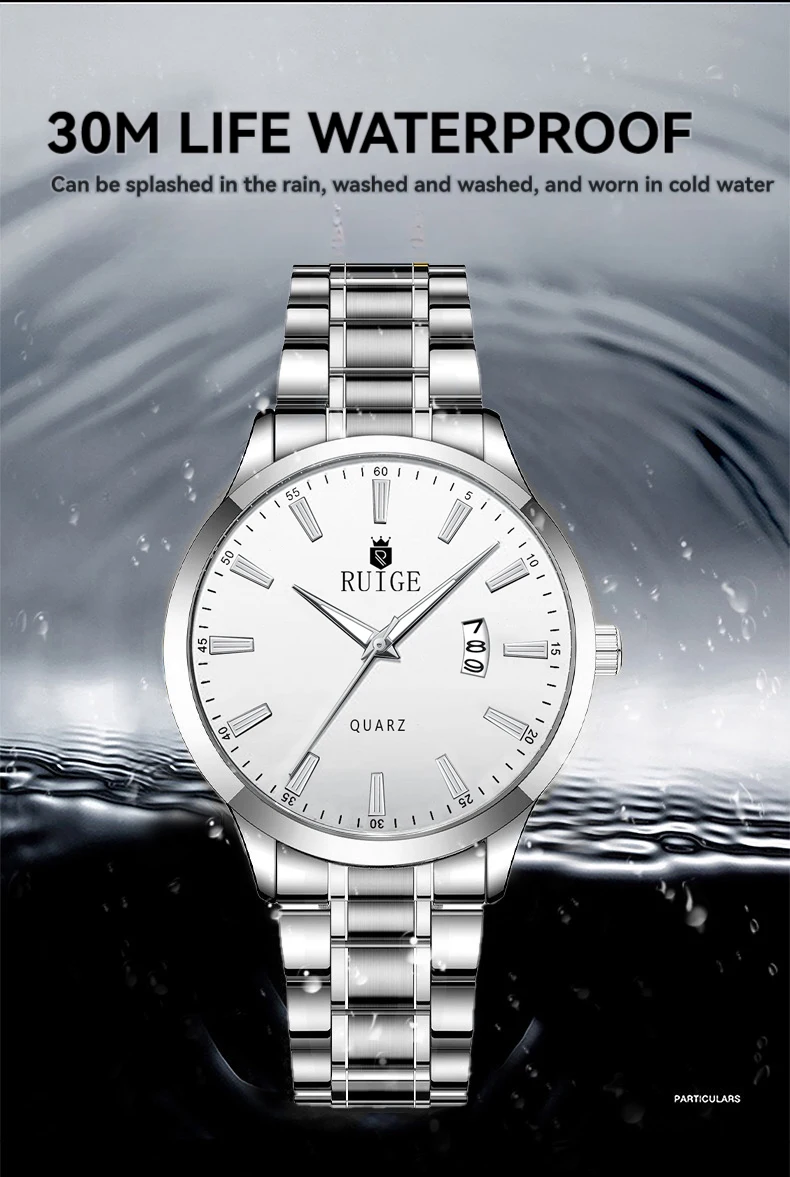 RUIGE Fashion Men's Watch Roman Scale Minimalist Men's Famous Watch Night Glow Waterproof Trendy Watch