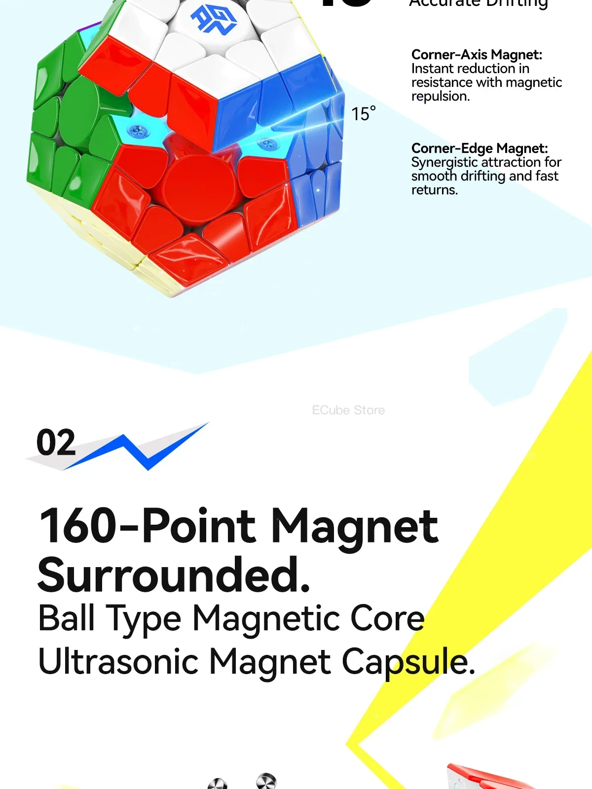[ECube] GAN Megaminx V2 Maglev UV Magnetic Original High Quality Speed Magic Cube Dodecahedron Magnets Speed Puzzle Gift Toy