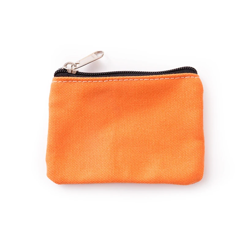DIY Plain Canvas Cotton Bag Pure Zipper Coin Key Bag Money Pocket Women Men Hand-held Coin Purse Small Wallet Kid