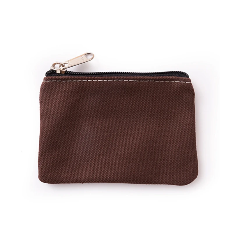 DIY Plain Canvas Cotton Bag Pure Zipper Coin Key Bag Money Pocket Women Men Hand-held Coin Purse Small Wallet Kid