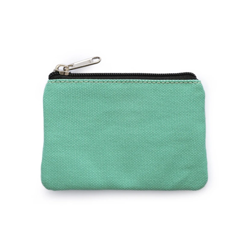 DIY Plain Canvas Cotton Bag Pure Zipper Coin Key Bag Money Pocket Women Men Hand-held Coin Purse Small Wallet Kid
