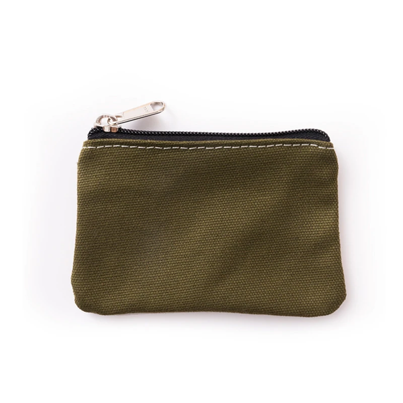 DIY Plain Canvas Cotton Bag Pure Zipper Coin Key Bag Money Pocket Women Men Hand-held Coin Purse Small Wallet Kid