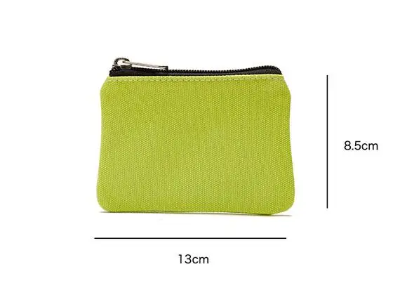 DIY Plain Canvas Cotton Bag Pure Zipper Coin Key Bag Money Pocket Women Men Hand-held Coin Purse Small Wallet Kid