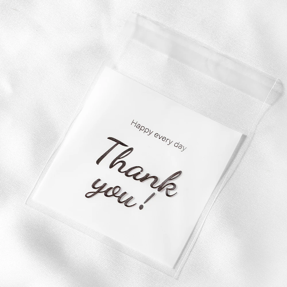 50-100pcs Thank You Gift Bags Candy Cookie Packaging Plastic Adhesive Pouch for Wedding Birthday Favors Small Business Supplies