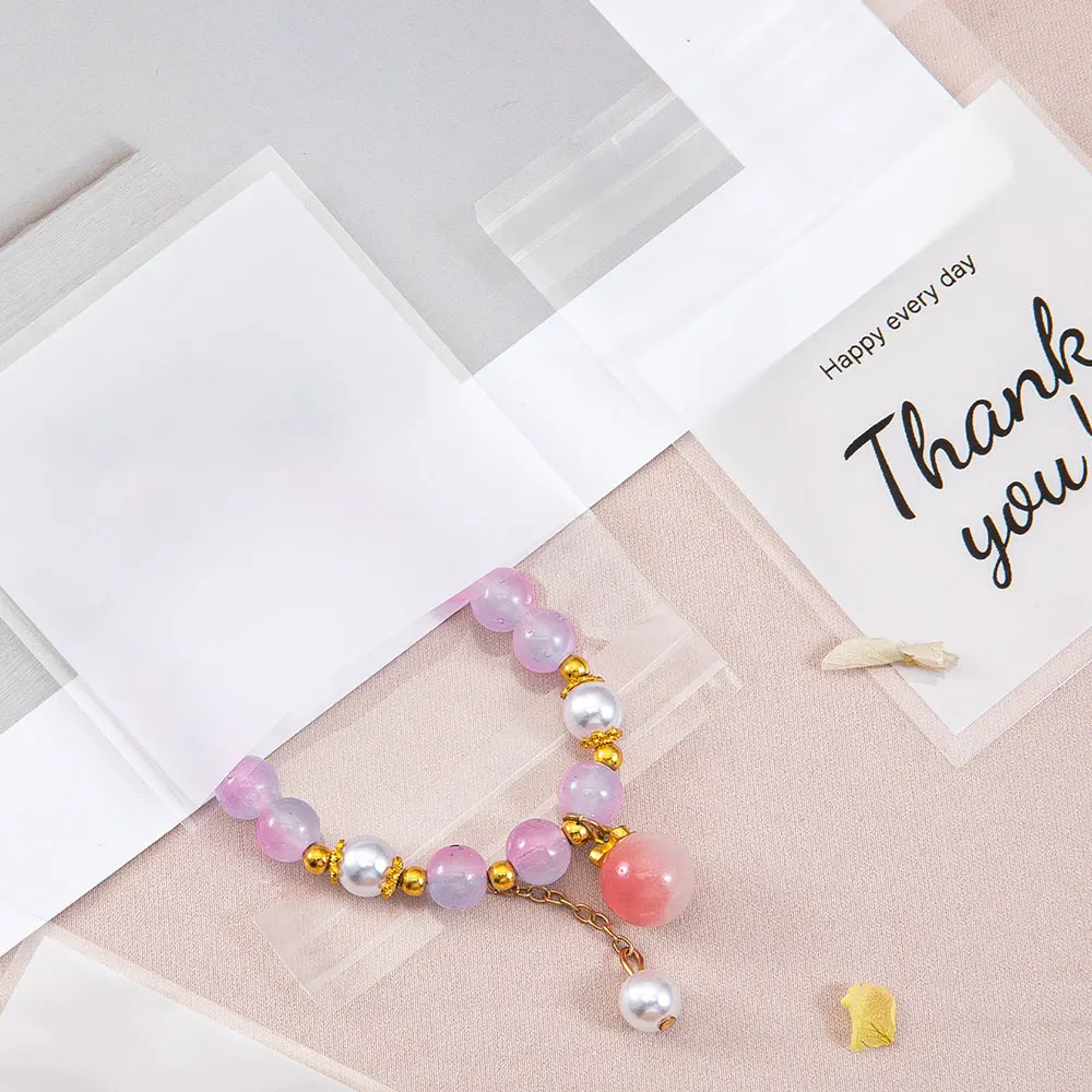 50-100pcs Thank You Gift Bags Candy Cookie Packaging Plastic Adhesive Pouch for Wedding Birthday Favors Small Business Supplies