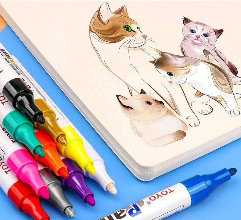 Waterproof Oily Painting Mark Pen Car Tyre Tire Tread Rubber Metal Permanent Paint Art Marker Pen School Stationery Supplies