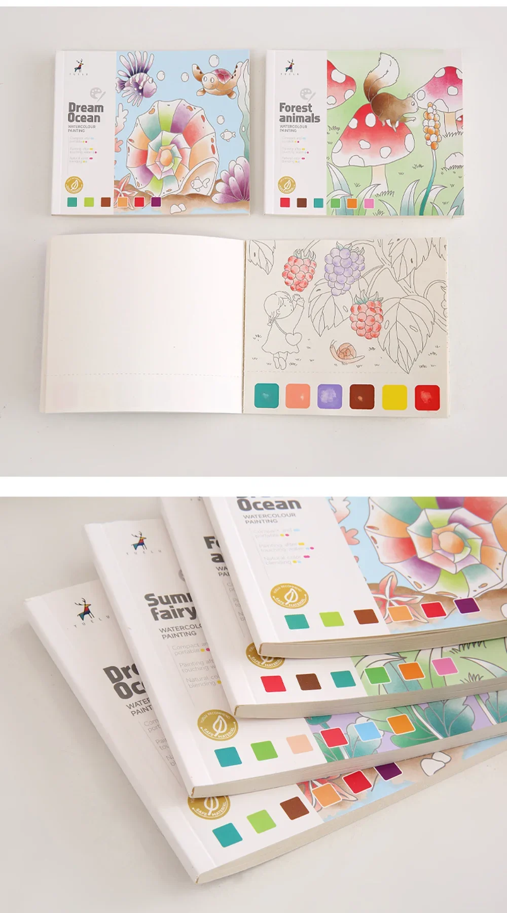 20Sheets Creative Watercolor Painting Book for Kids Fairy Tale Animal Flowers Gouache Graffiti Drawing Picture Children DIY Toys