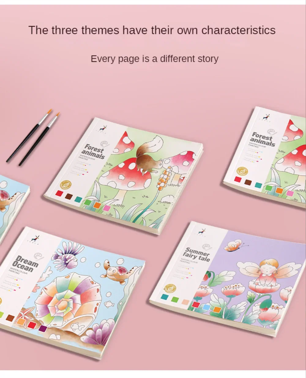 20Sheets Creative Watercolor Painting Book for Kids Fairy Tale Animal Flowers Gouache Graffiti Drawing Picture Children DIY Toys