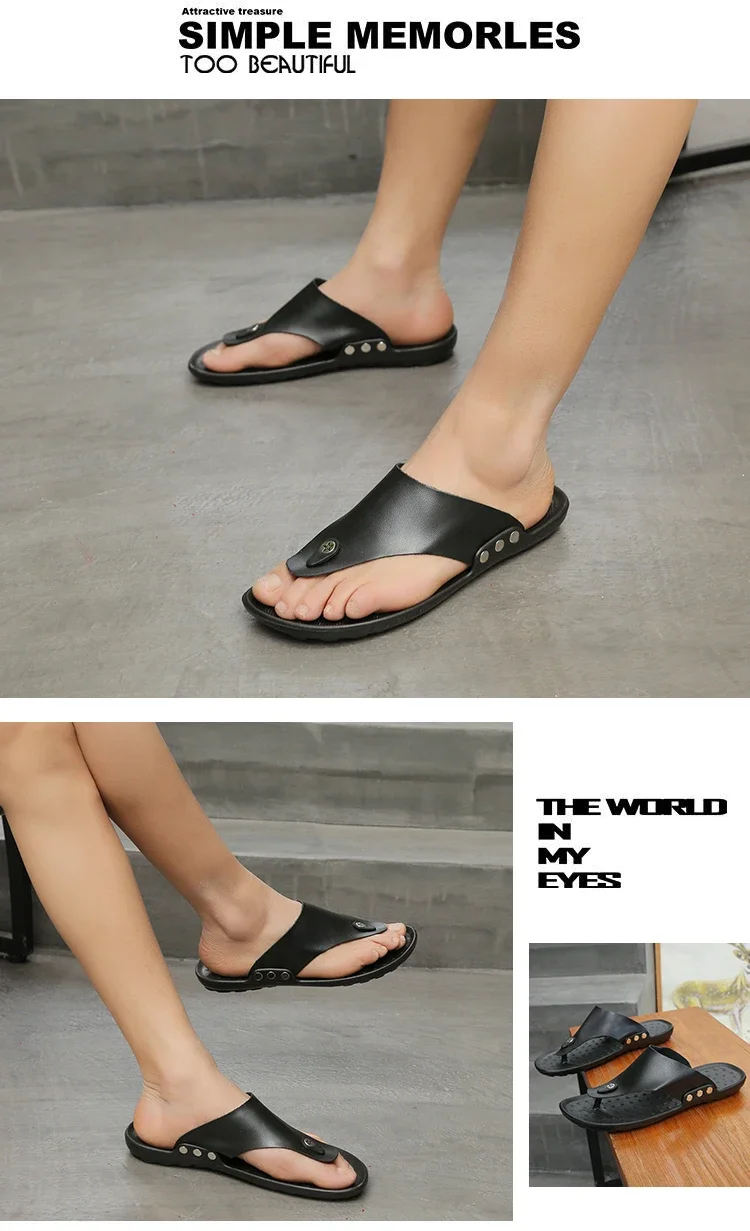 YRZL Summer Slippers Men Flip-Flops for Men Beach Slippers Brown Sandals Comfortable Shoes Non-Slip Bathroom Shoes Men Shoes