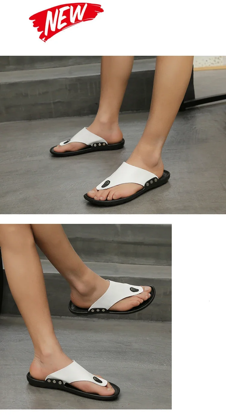 YRZL Summer Slippers Men Flip-Flops for Men Beach Slippers Brown Sandals Comfortable Shoes Non-Slip Bathroom Shoes Men Shoes