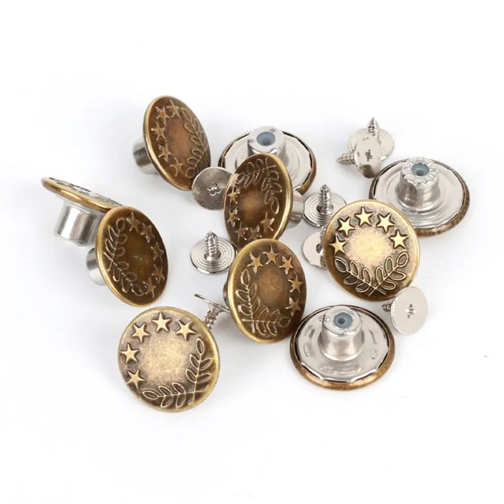 10Pcs/pack Jeans Waist Buttons 17mm Nail Free Adjustable Waist Extenders Buttons Detachable Clothing Pants Waist Buckle