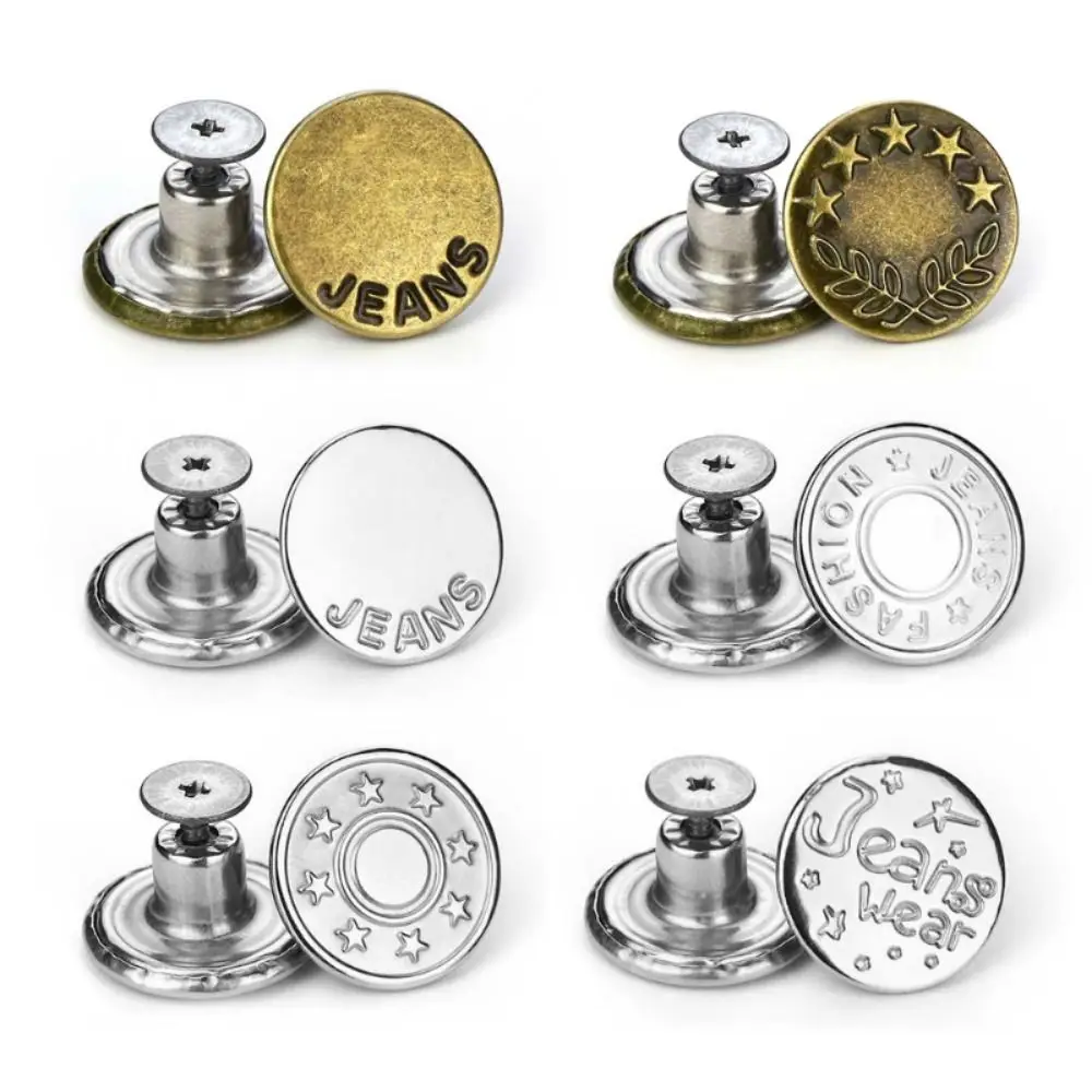 10Pcs/pack Jeans Waist Buttons 17mm Nail Free Adjustable Waist Extenders Buttons Detachable Clothing Pants Waist Buckle