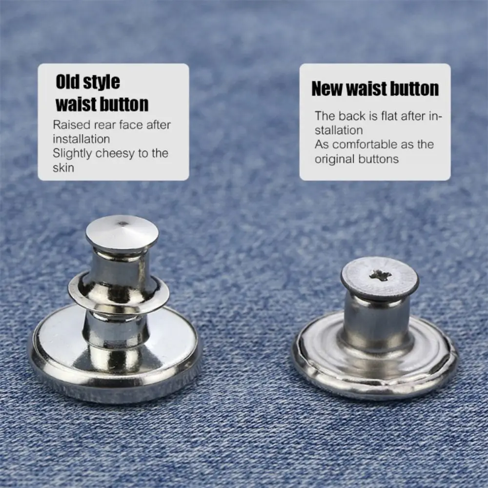 10Pcs/pack Jeans Waist Buttons 17mm Nail Free Adjustable Waist Extenders Buttons Detachable Clothing Pants Waist Buckle