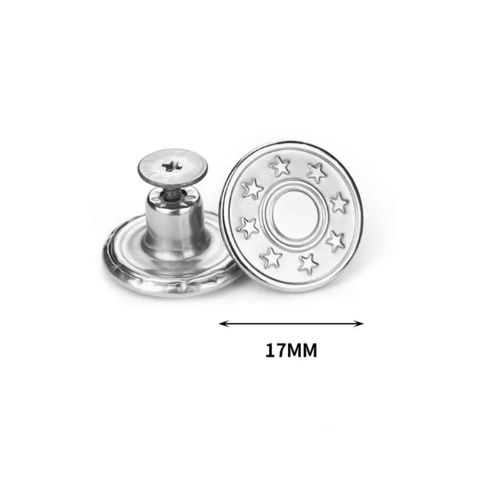 10Pcs/pack Jeans Waist Buttons 17mm Nail Free Adjustable Waist Extenders Buttons Detachable Clothing Pants Waist Buckle