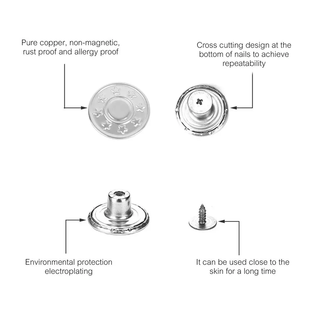 10Pcs/pack Jeans Waist Buttons 17mm Nail Free Adjustable Waist Extenders Buttons Detachable Clothing Pants Waist Buckle