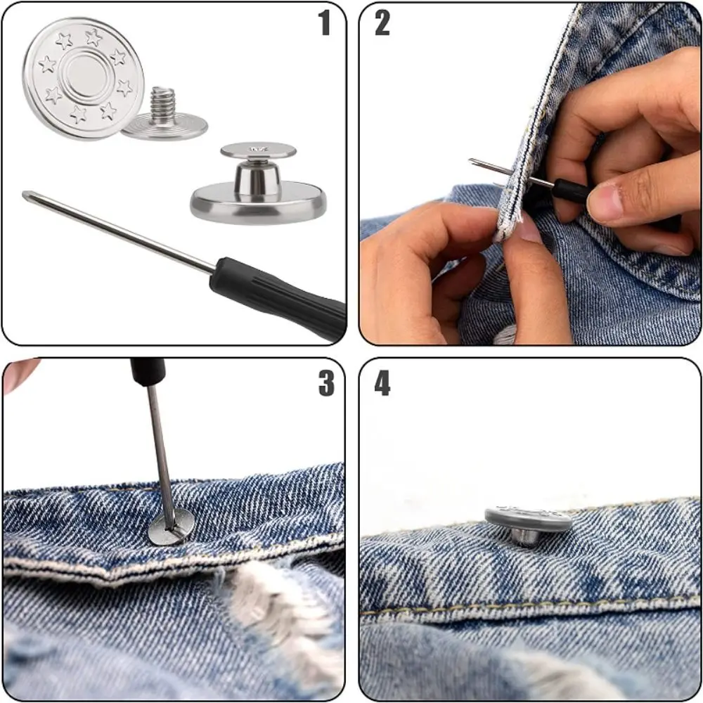10Pcs/pack Jeans Waist Buttons 17mm Nail Free Adjustable Waist Extenders Buttons Detachable Clothing Pants Waist Buckle