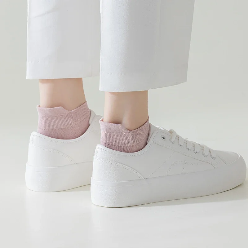 5 Pairs/Lot Socks women's Casual Breathable White Ankle Sock Summer Low Cut Thin Short No-Show Elastic Sox Calcetines