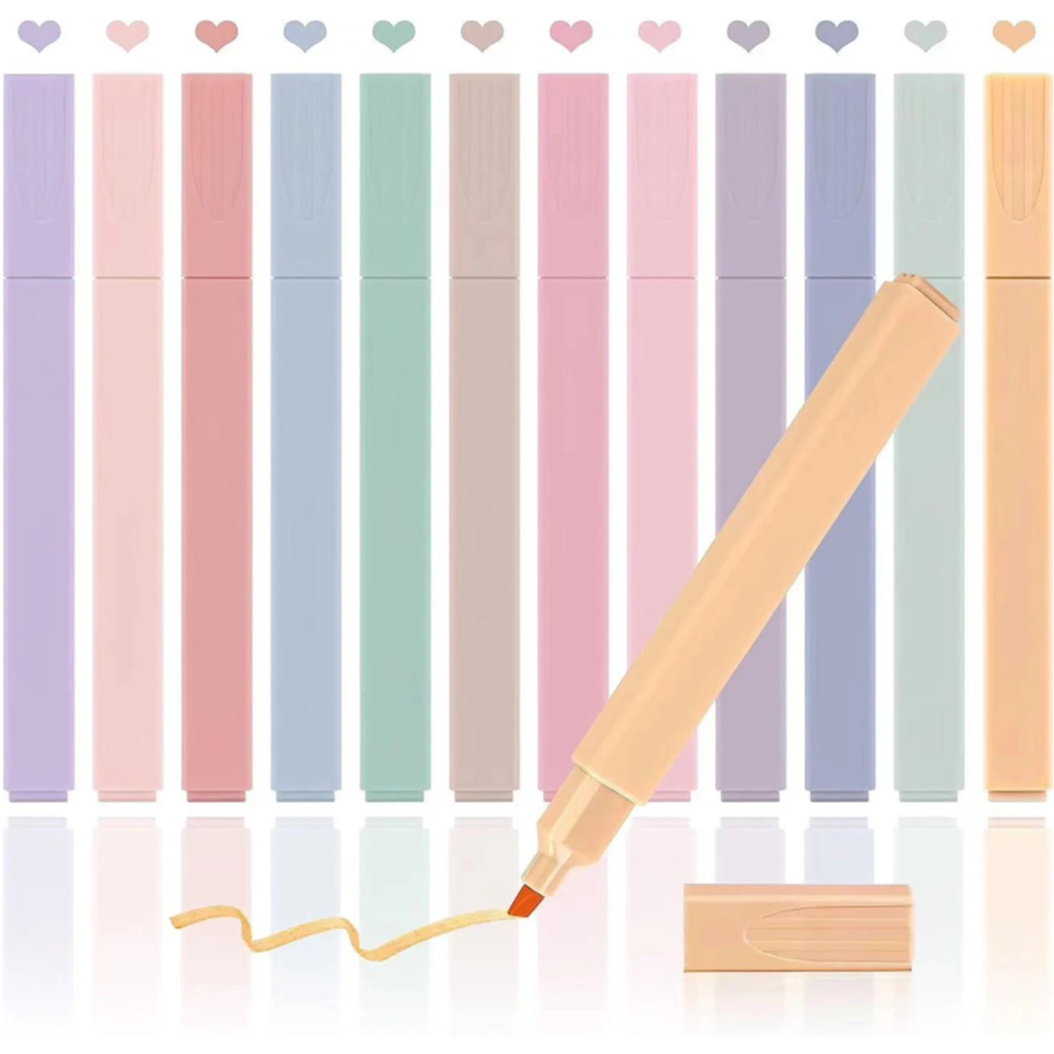 Highlighters Cute Pastel Pens 12 Colors Bible Pens No Bleed With Soft Tip Aesthetics Pens Markers Kawaii Stationary For Students
