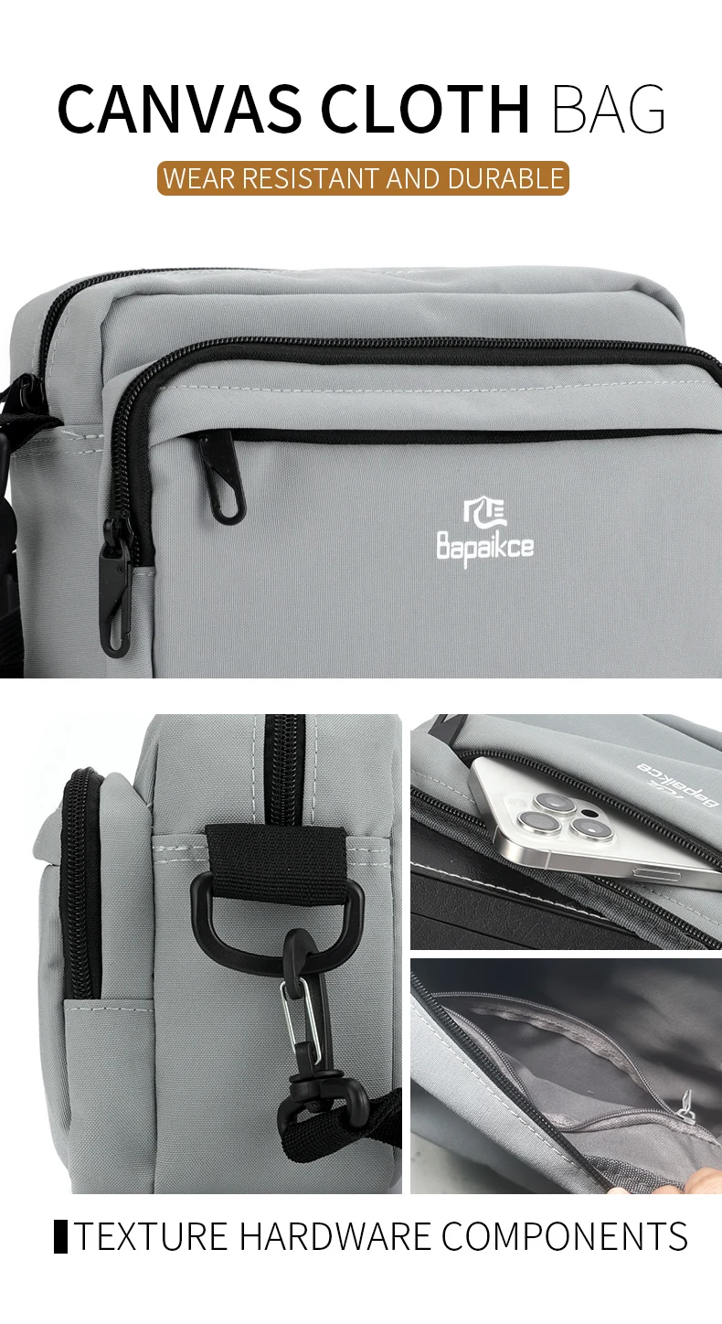 New High Quality Men's Crossbody Bag Canvas Men's Shoulder Bag Multi Functional Men's Messenger Bag Multi Pocket Men's Bag