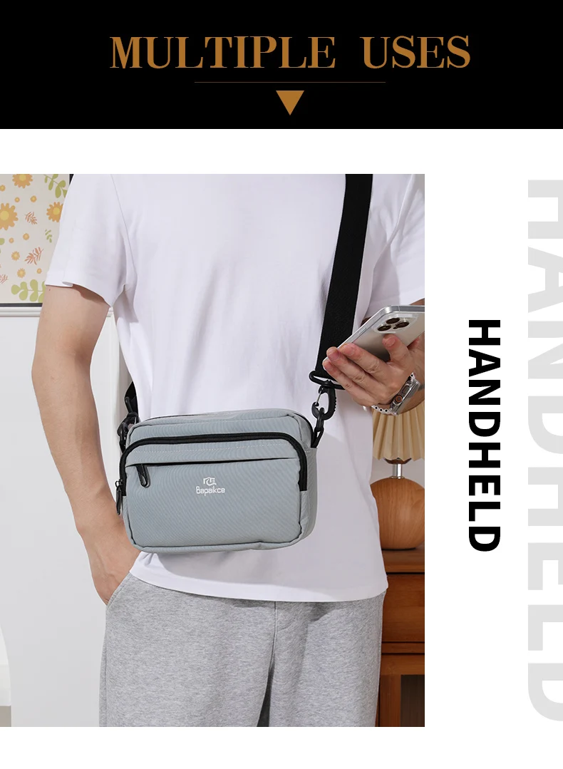 New High Quality Men's Crossbody Bag Canvas Men's Shoulder Bag Multi Functional Men's Messenger Bag Multi Pocket Men's Bag