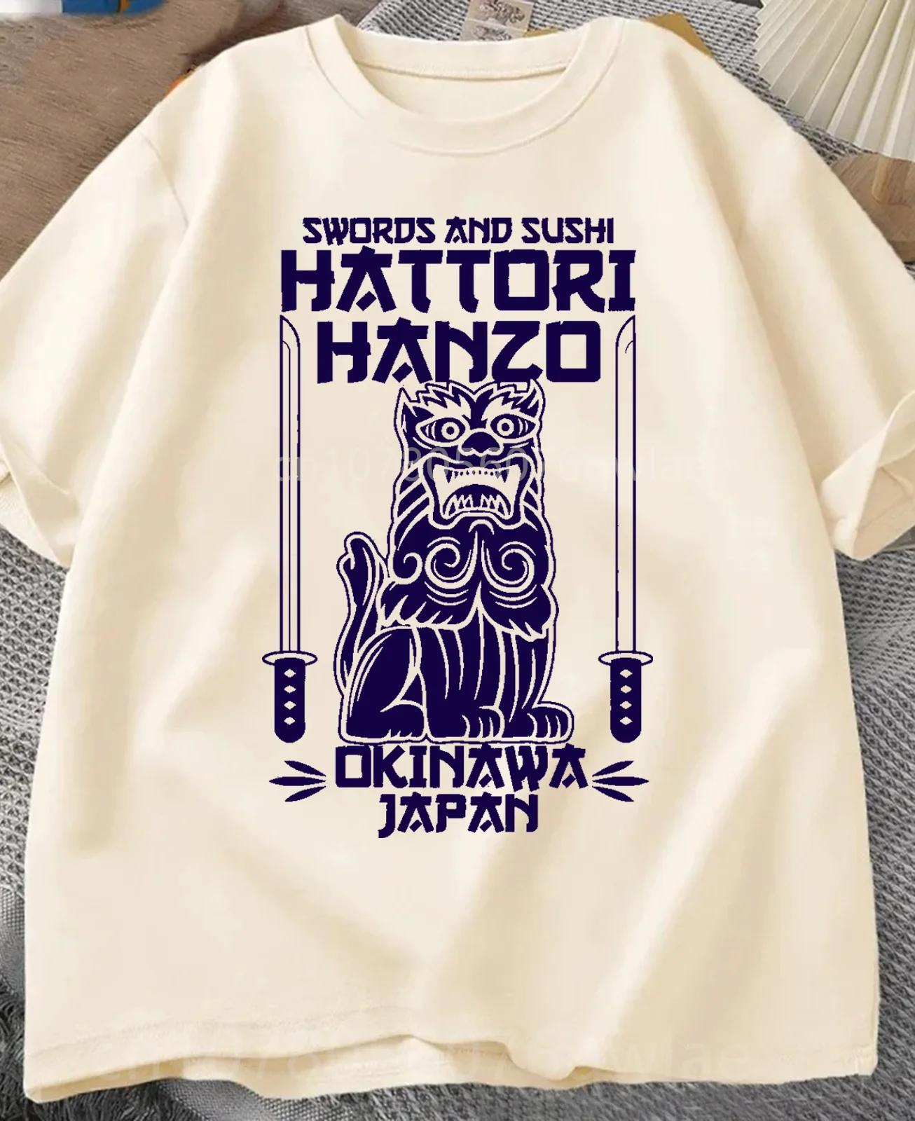 Hattori Hanzo RED Swords and Sushi Kill Bill Okinawa Japan tarantino T-Shirt Crew Neck Short Sleeves Loose Fashion Streetwear