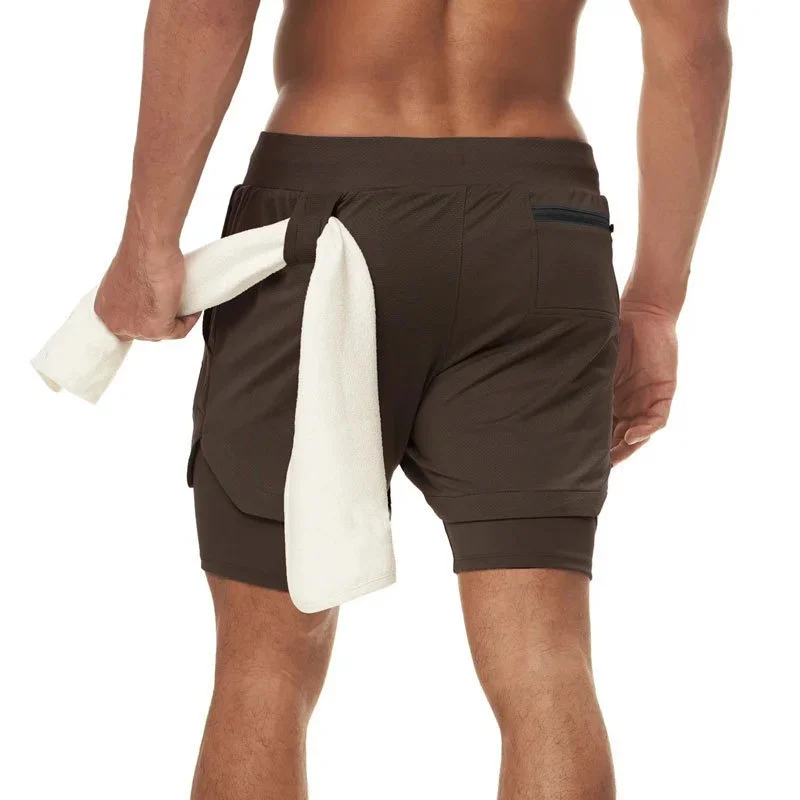 Summer Man Fitness Sport Shorts Men's Jogging Gym Bodybuilding Short Pants Breathable Training Sportswear double-deck Shorts Men