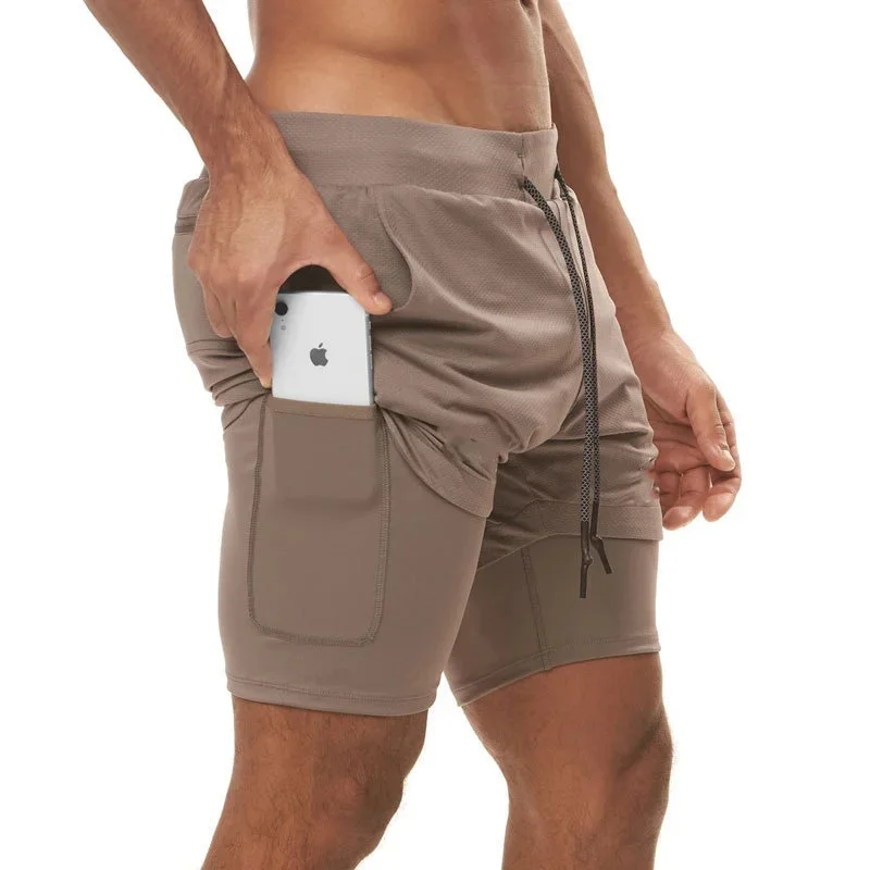 Summer Man Fitness Sport Shorts Men's Jogging Gym Bodybuilding Short Pants Breathable Training Sportswear double-deck Shorts Men