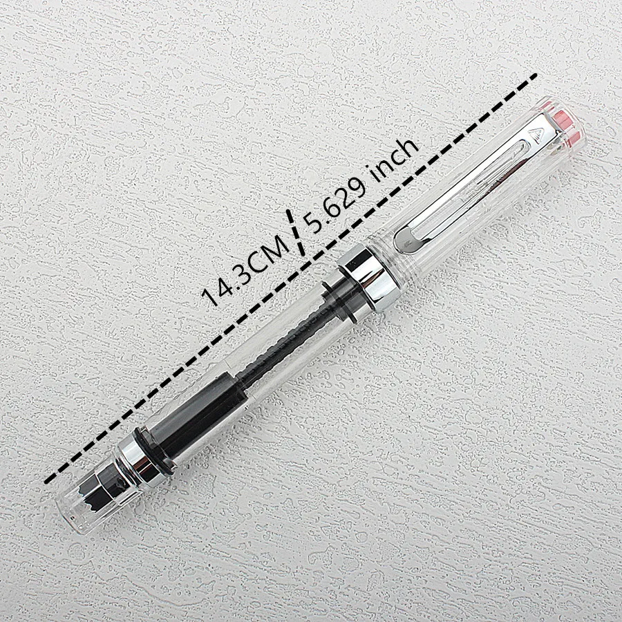 Lanbitou Transparent Fountain Pen Bent 1.0mm Hooded Nib Piston Filler Ink Pens for Writing School Office Supplies Stationery