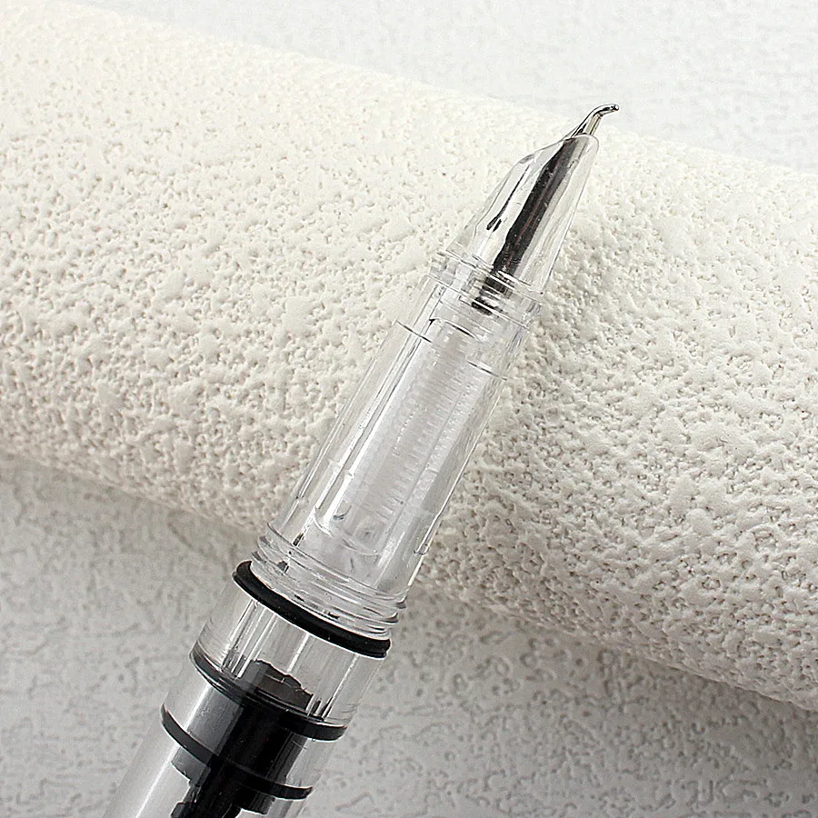 Lanbitou Transparent Fountain Pen Bent 1.0mm Hooded Nib Piston Filler Ink Pens for Writing School Office Supplies Stationery